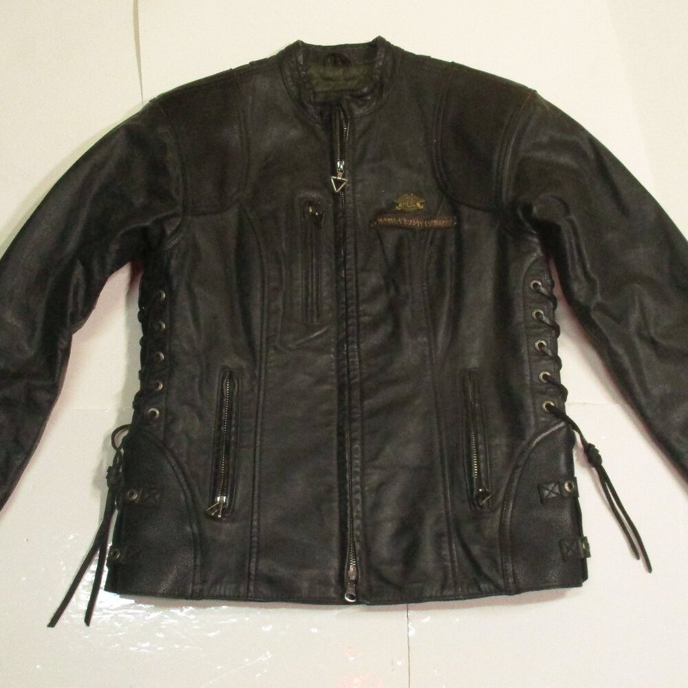 Vintage Woman's Leather HARLEY-DAVIDSON Riding Biker Jacket Size XS -  Small